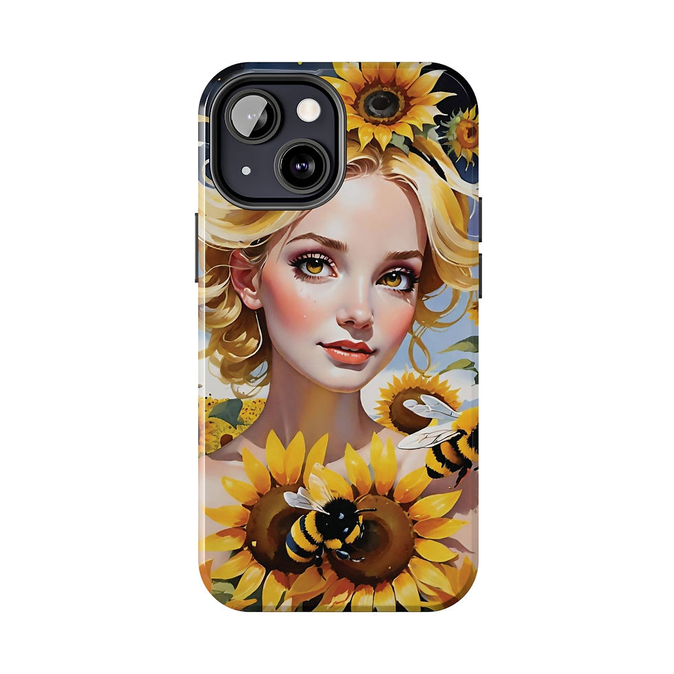 Thumbnail: Sunflower Fae- Sunflower Field-Flowers Surrounding w Bumbles Tough Phone Cases