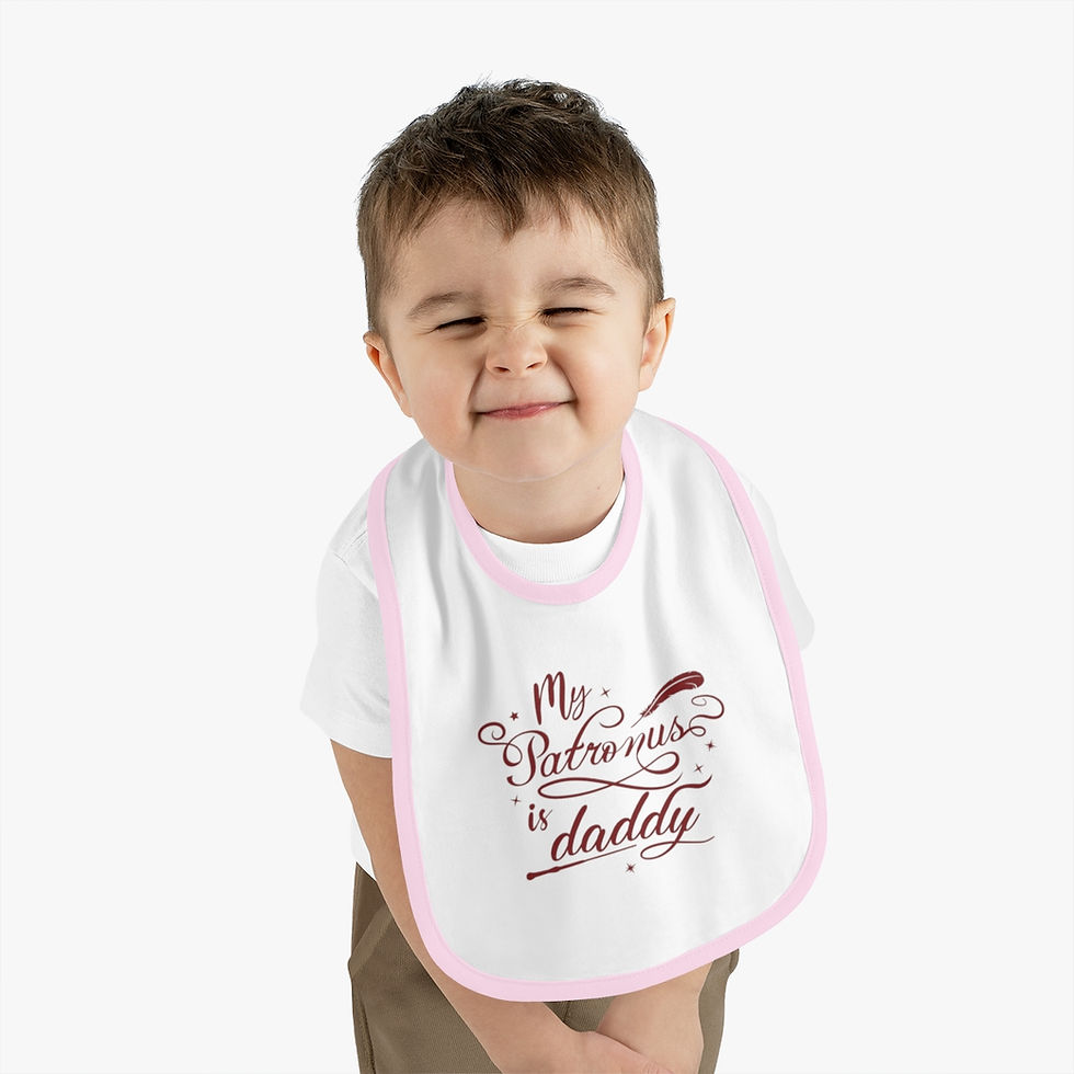 Thumbnail: My Patronus is Daddy -Funny HP Quote- Baby Contrast Trim Jersey Bib