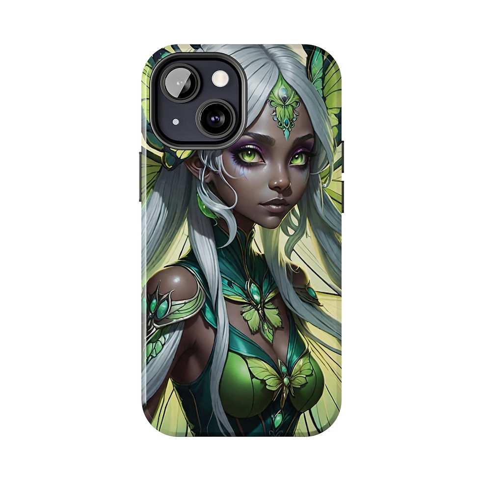 Thumbnail: Luna Moth Faery Two-toned Green Corset Green Crystals Closeup-Tough Phone Cases