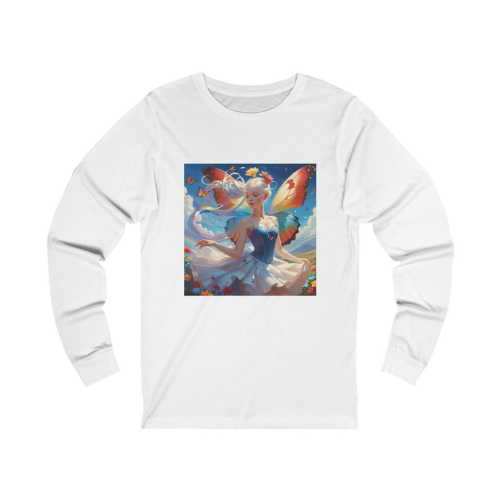 Thumbnail: Albino Rainbow Dancer-Rainbow wings-butterflies Unisex Jersey Long Sleeve Tee