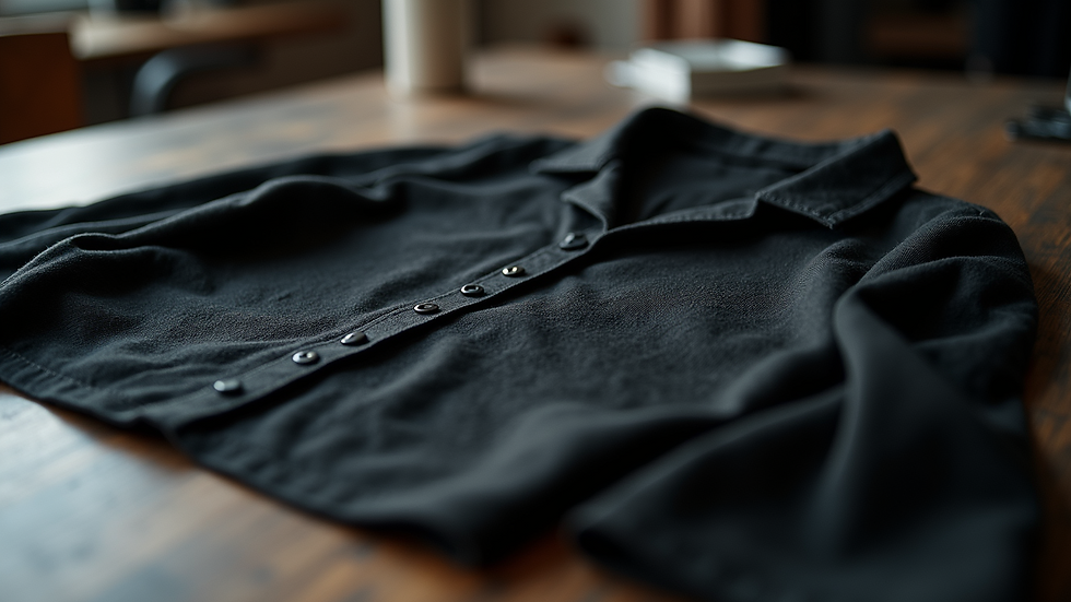 Eye-level view of a DIY gothic clothing project in progress