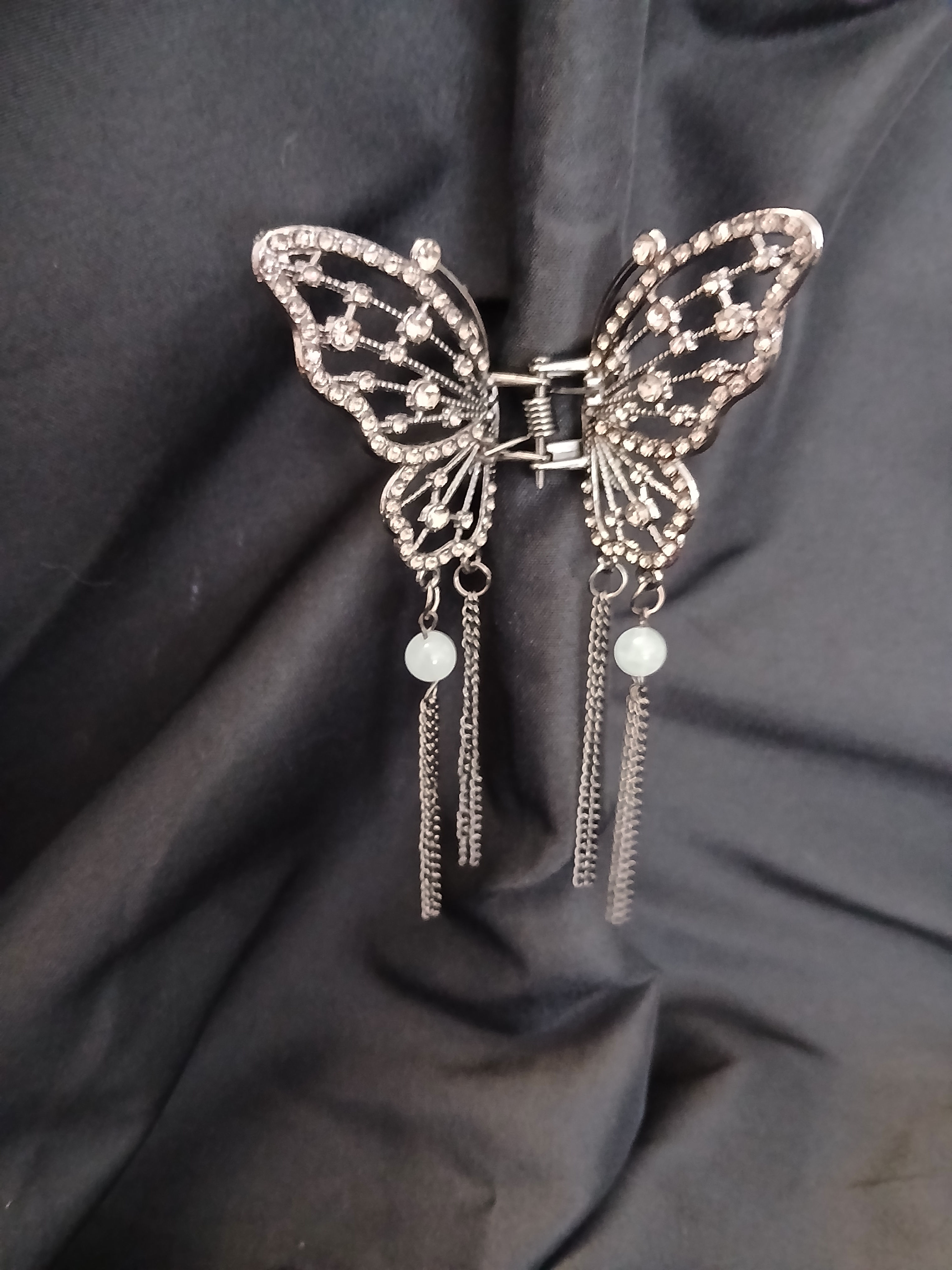 Pince papillon argent aigue marine 