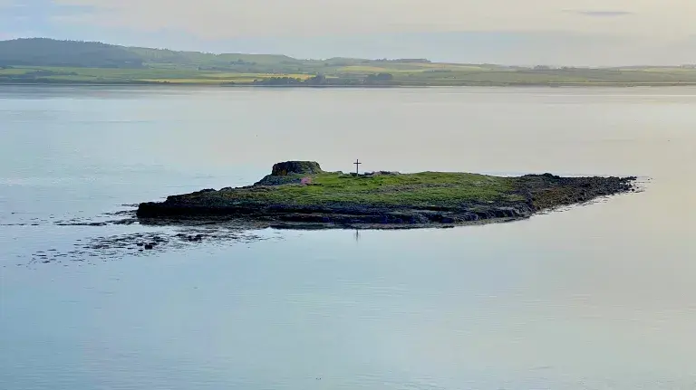 St. Cuthbert’s Isle, just offshore from Holy Island, where the saint sought prayerful solitude. You can walk to it at low tide.