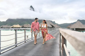 Couple celebrating their journey together Bora Bora intercontinental  French Polynesia