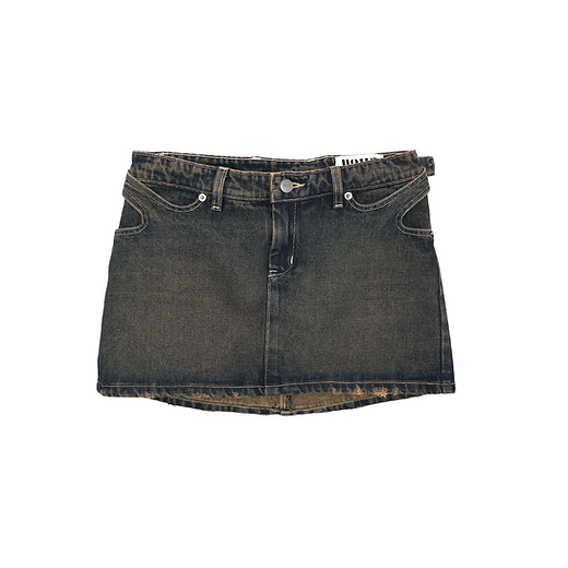 【Anyone more】Kume Black Denim Pocket Mini Skirt Back Buckle Mini Skirt | KAHE