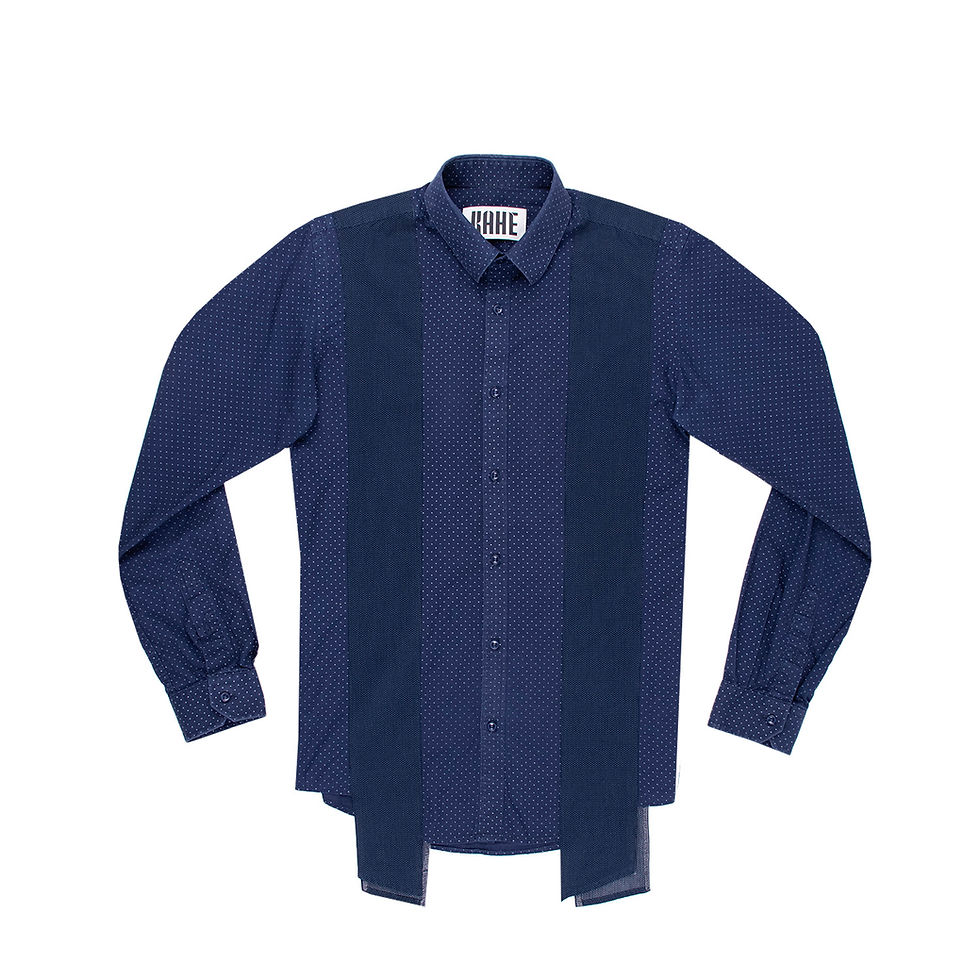 No Matter Market Shirt - Blue Polka Dot/Navy Polka Dot