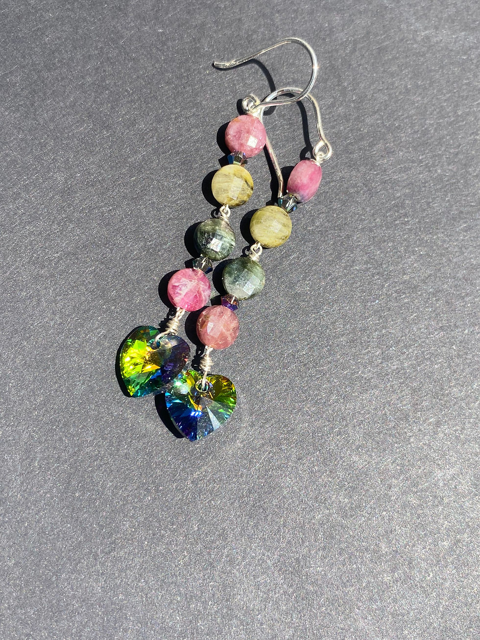 Miniature : Boucles d'oreilles Tourmaline Coeur vert