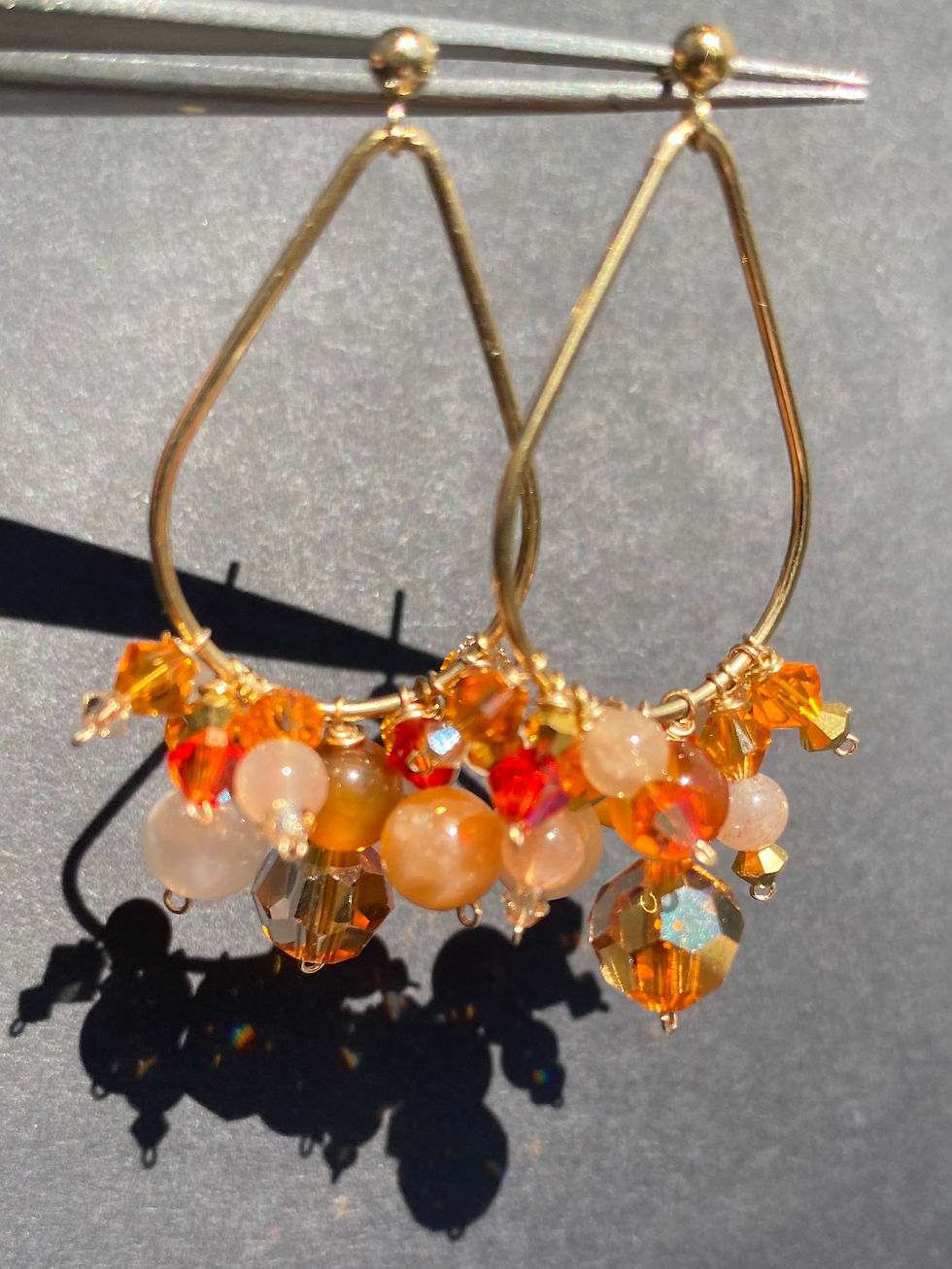 Miniature : Boucles d'oreilles or Lune de Feu