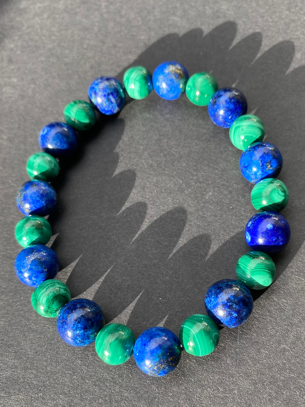 Miniature : Bracelet grandes pierres Lapis et Malachite