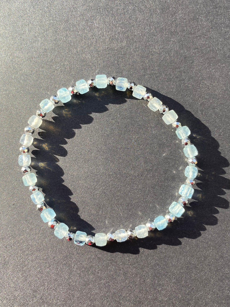 Miniature : Bracelet Aigue Marine et Hematite 