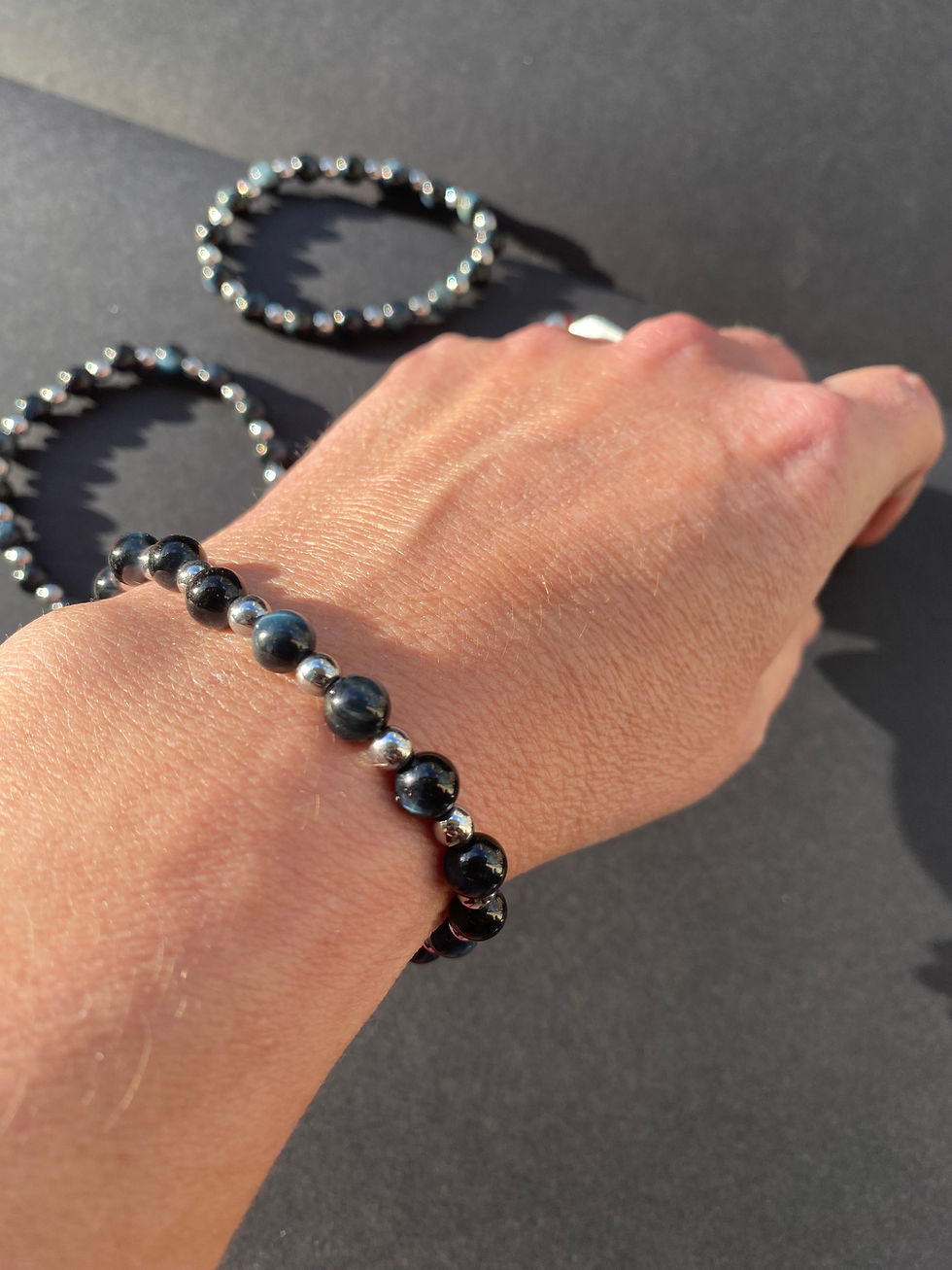 Miniature : Bracelet Oeil de Faucon et Hématite
