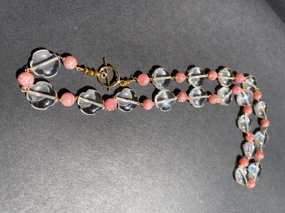 Miniature : Collier Or Cristal et Rhodochrosite