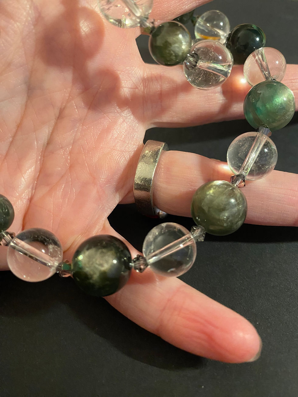Miniature : Collier Lépidolite Mica vert et Cristal de Roche