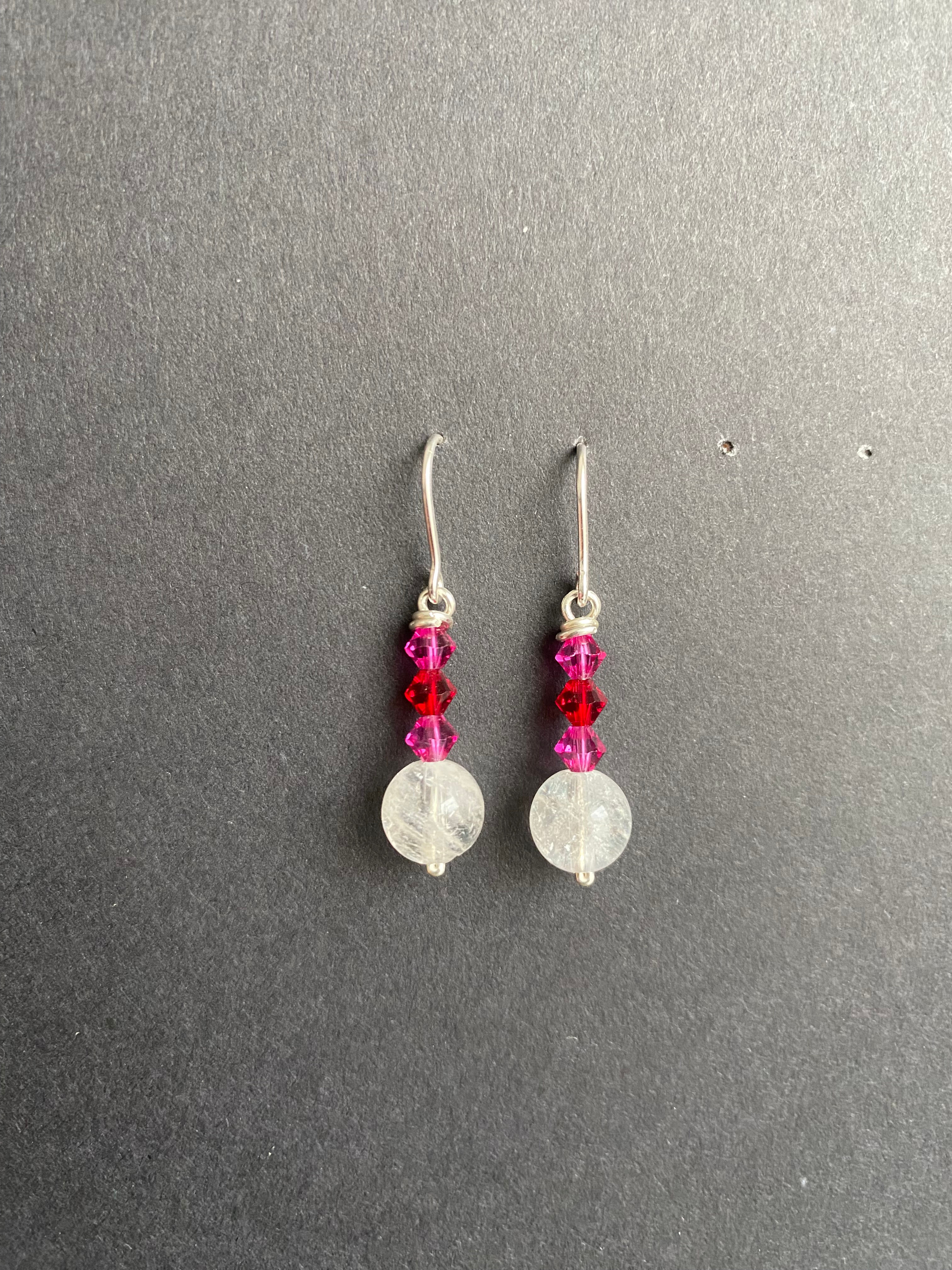 Boucles d'oreilles Cristal de Roche et Swarovski