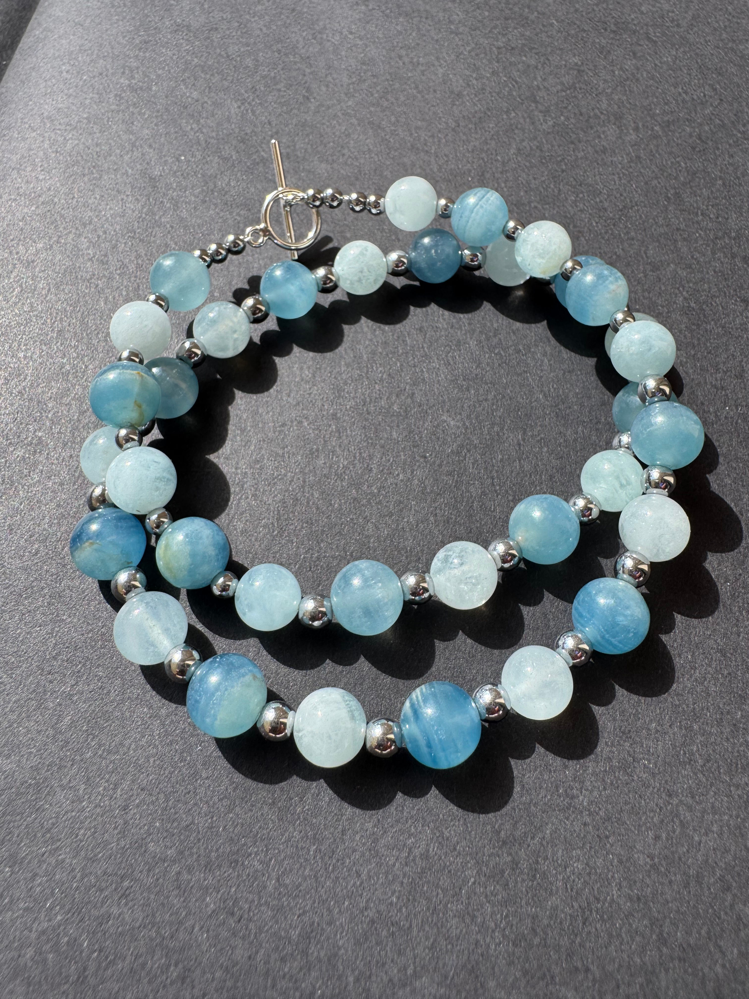 Collier Aigue Marine et Aragonite