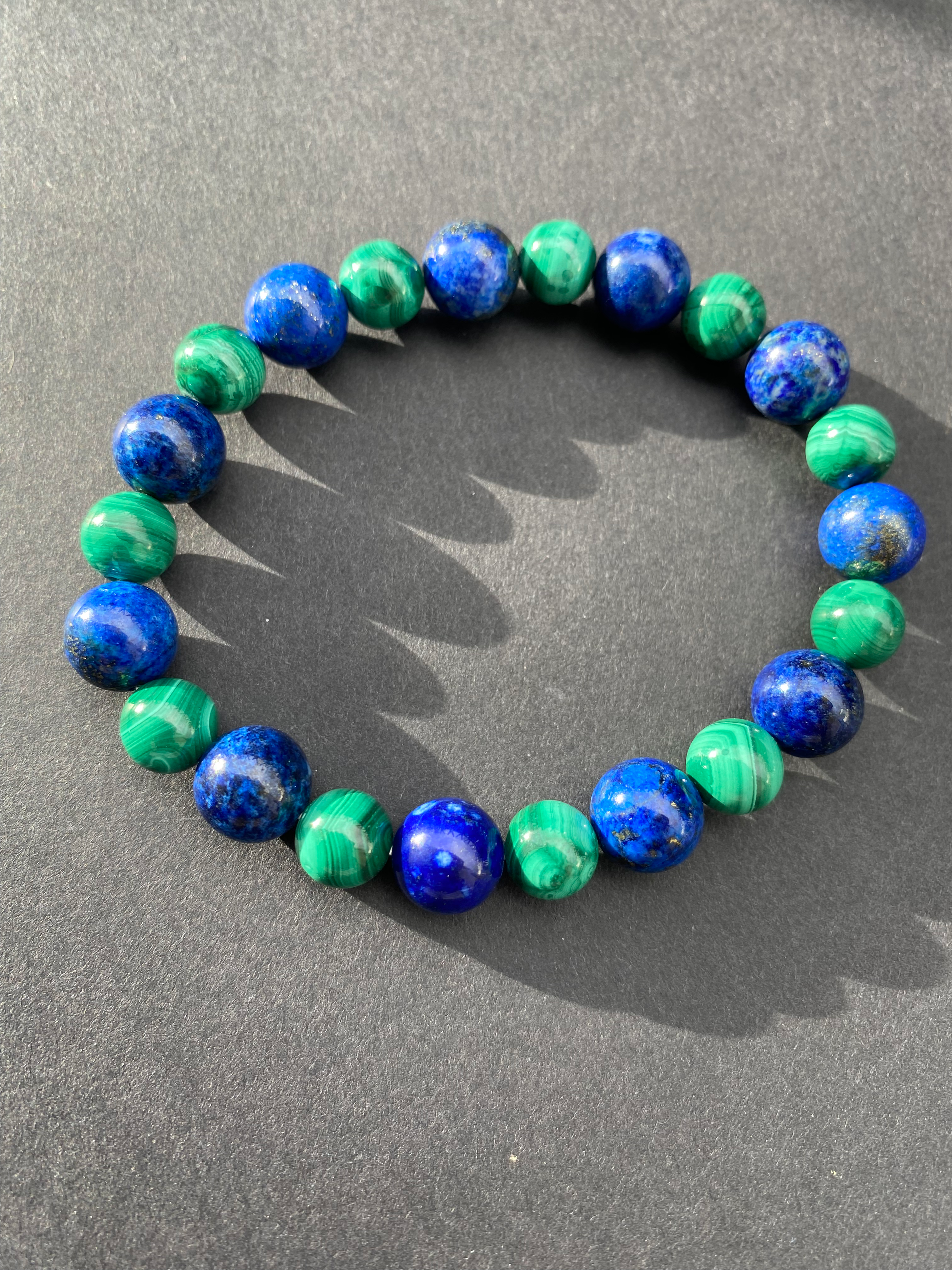 Bracelet grandes pierres Lapis et Malachite