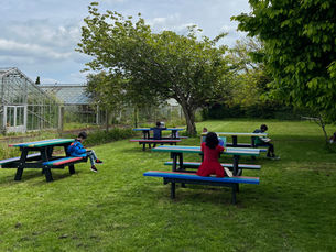 Soaking up the sun in Senior Infants!