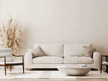 Cozy beige living room with warm neutral paint color creating a comfortable Arizona home interior