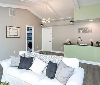 Interior painting of Mesa bonus room with painted walls, ceiling beams, and trim by MetroPrime Painters.