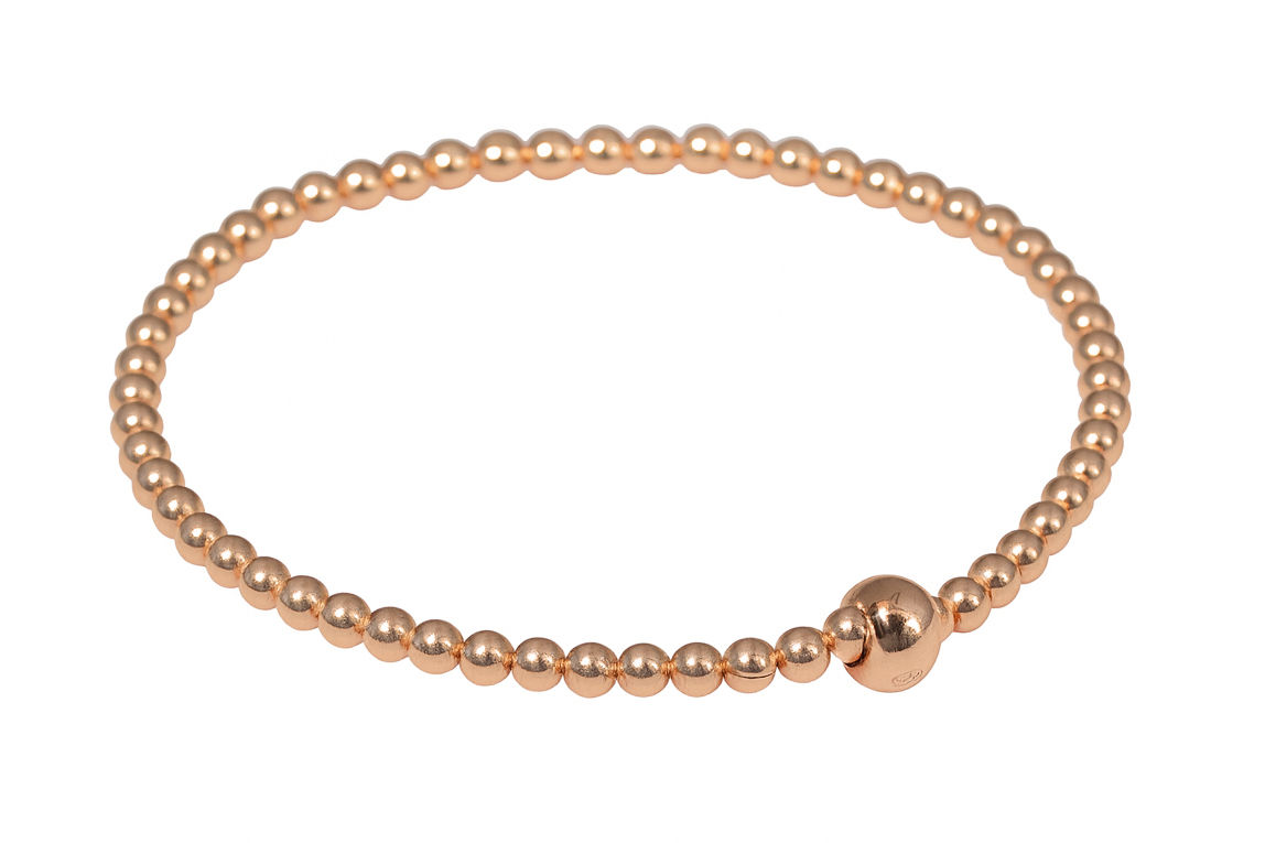 Kugelarmband Ø 3mm elastisch 18cm Silber 925/000 rosé vergoldet TL54643