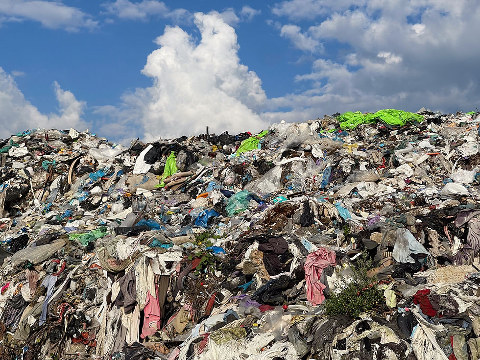 Discarded clothing in landfill site