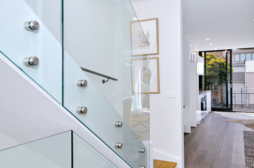 Modern glass staircase in a West Melbourne property.