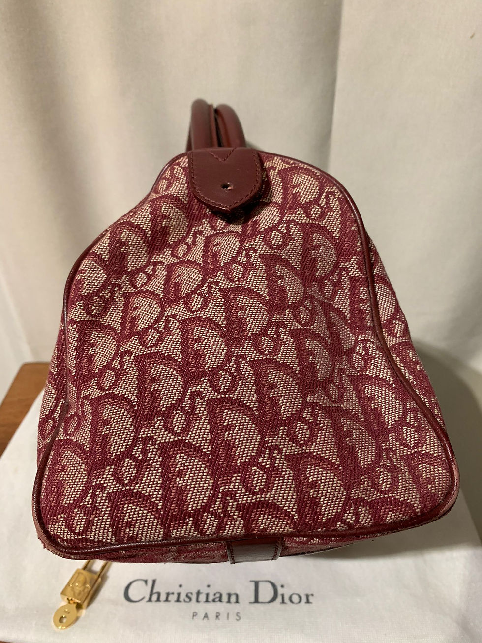 Thumbnail: Dior monogram Boston red cloth bag