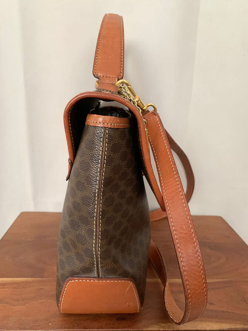 Thumbnail: Celine Macadam gold plate monogram crossbody bag