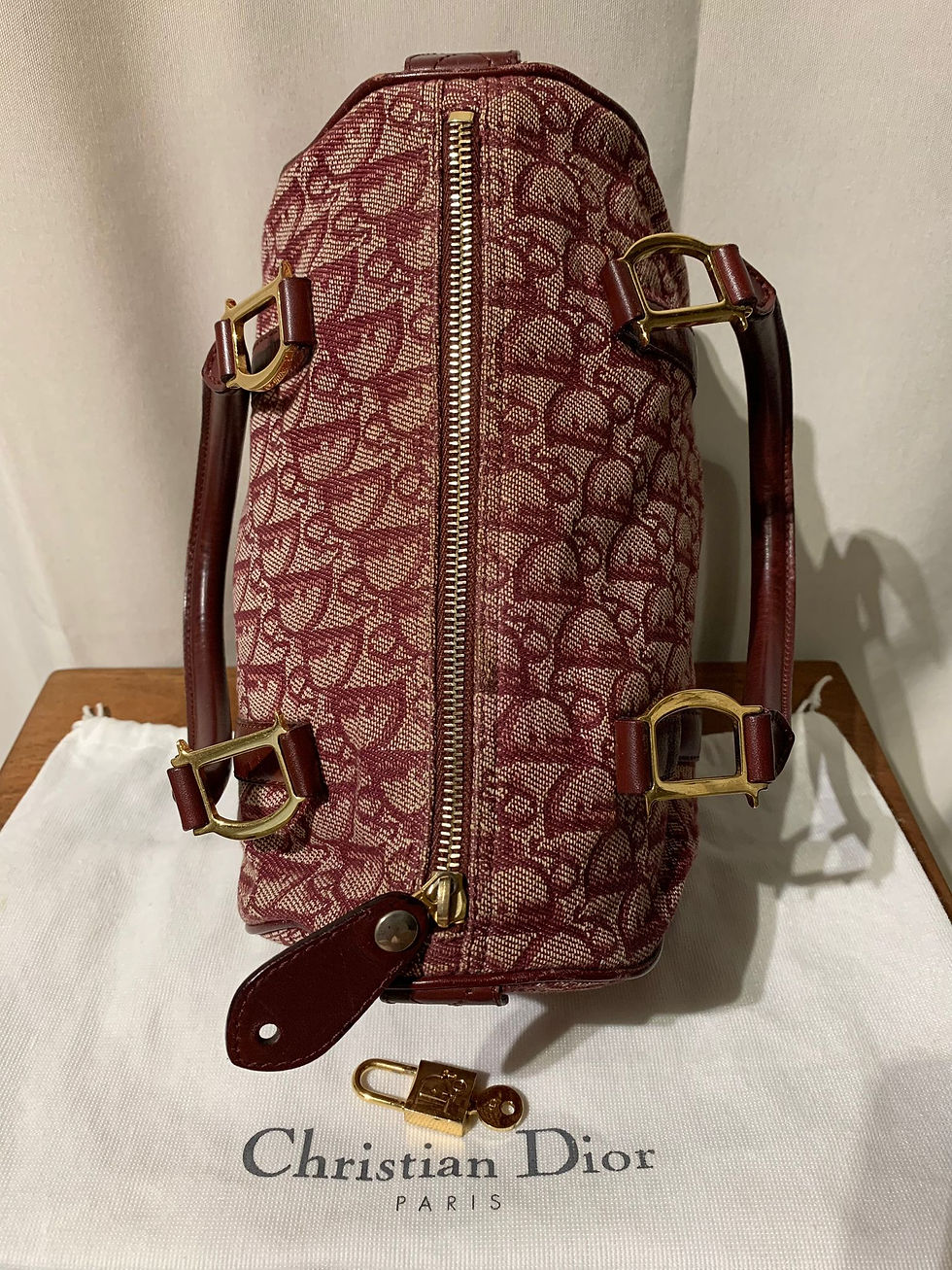 Thumbnail: Dior monogram Boston red cloth bag