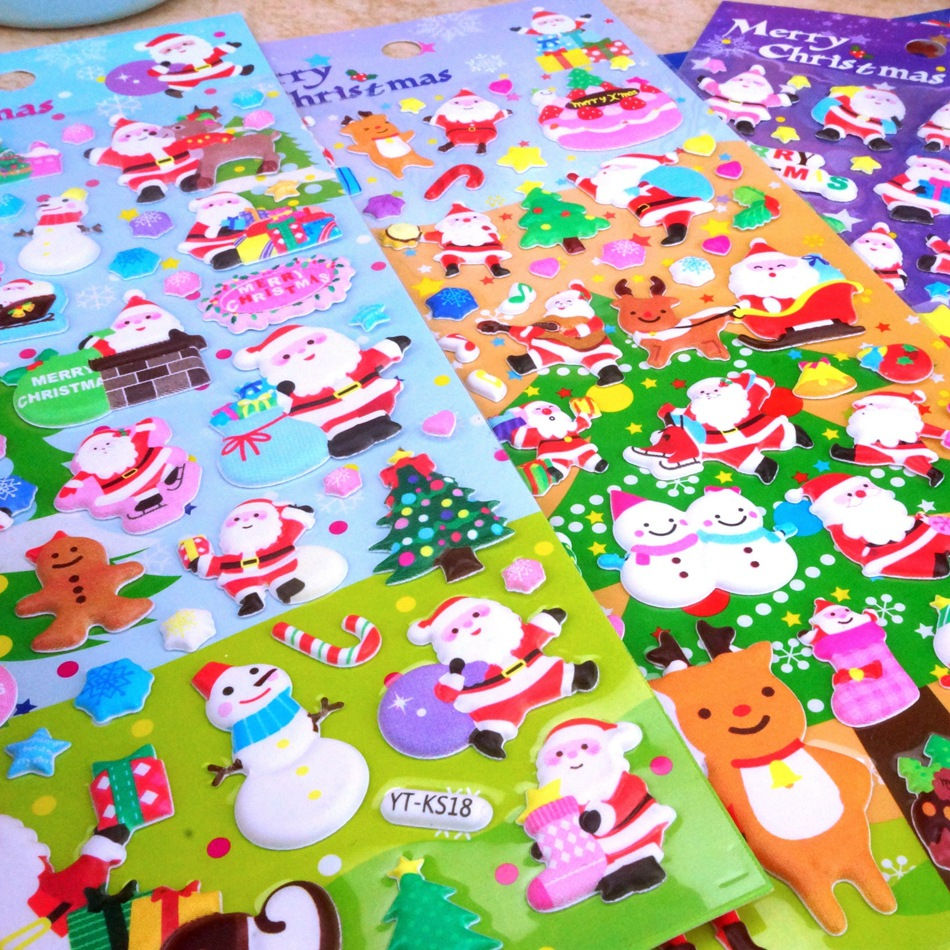 Küçük resim: 3D Merry Christmas Stickers 4 in 1 pack