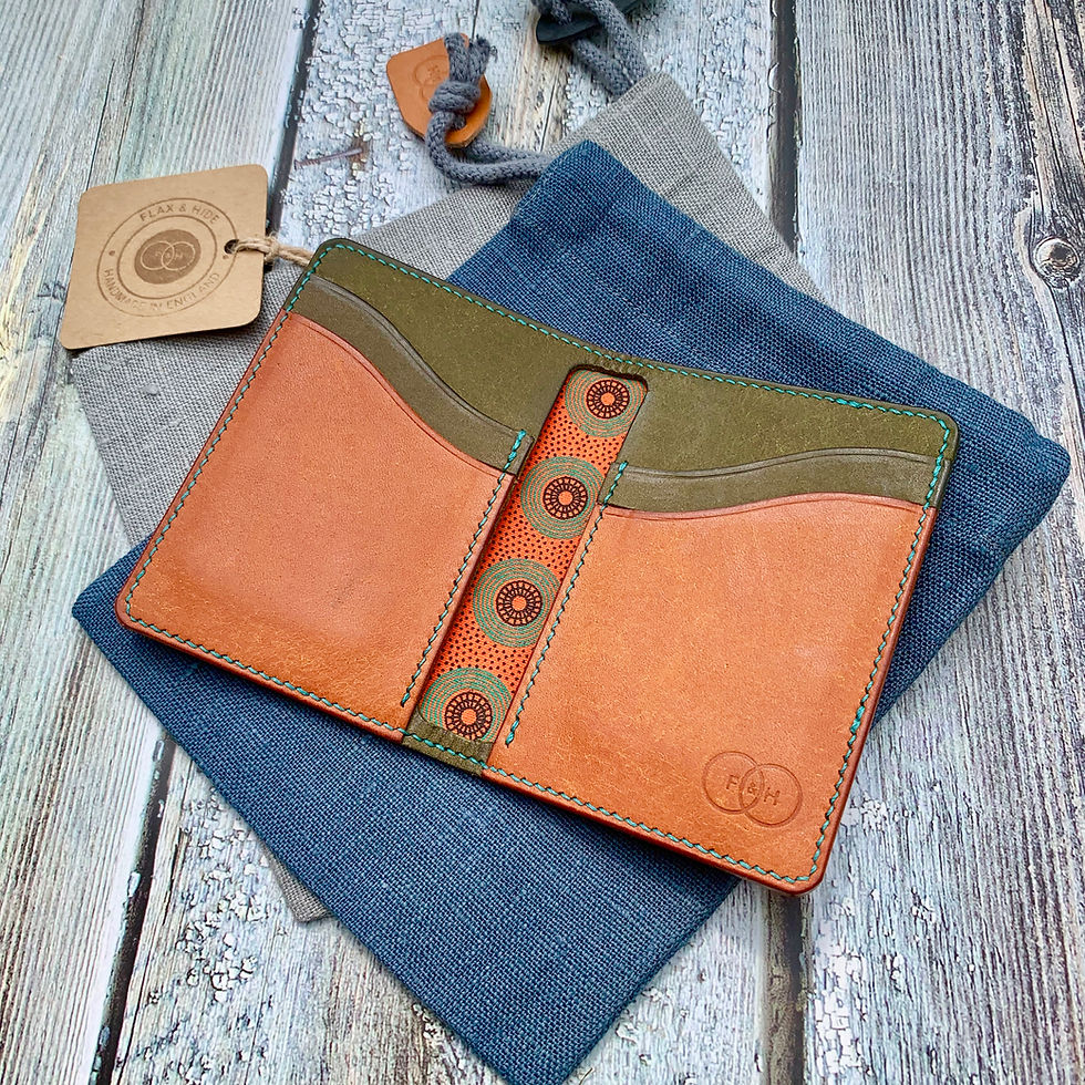 Thumbnail: Hetton Card Wallet in Orange & Olive