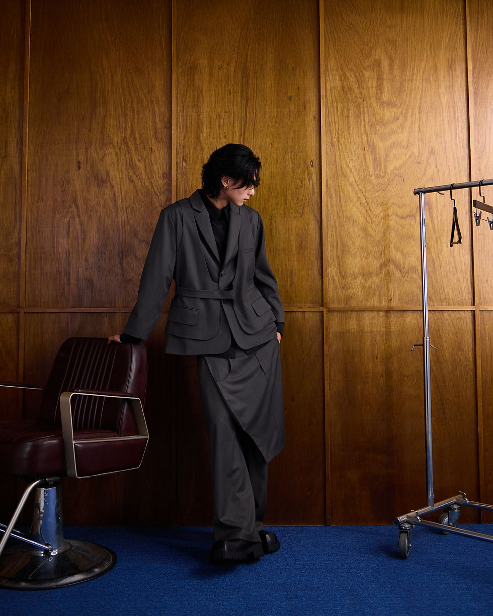 雙層背心西裝外套(灰)