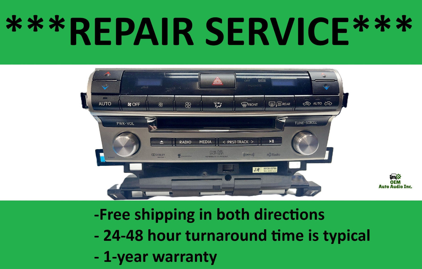 **Repair Service** 86130-50760 13-15 Lexus LS460 OEM Gracenote HD Radio P10607