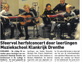 In de krant: Herfstconcert Zuidlaren
