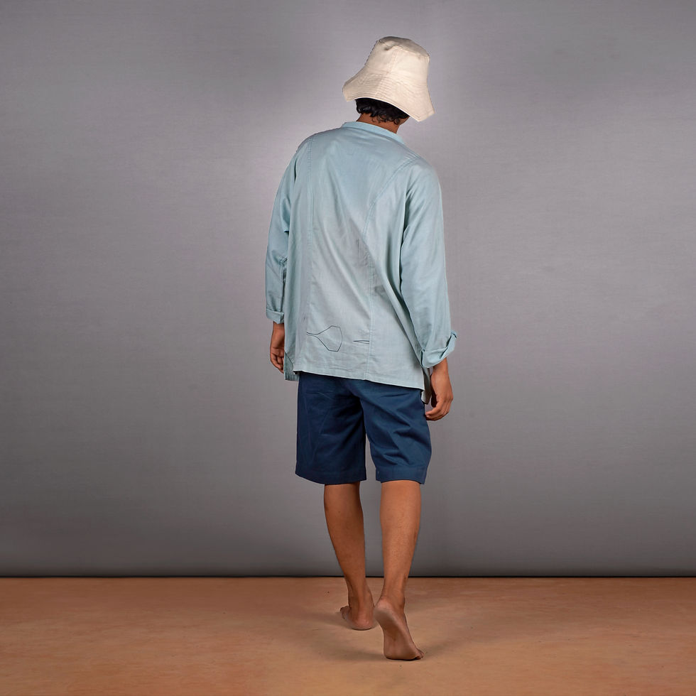 Thumbnail: Powder Blue, Panelled Welt Pocket Shirt