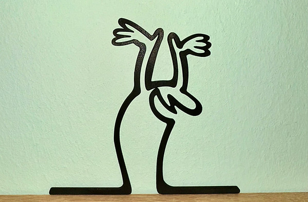Lasercut Holz glückliches Strichmännchen mit erhobenen Armen Figur