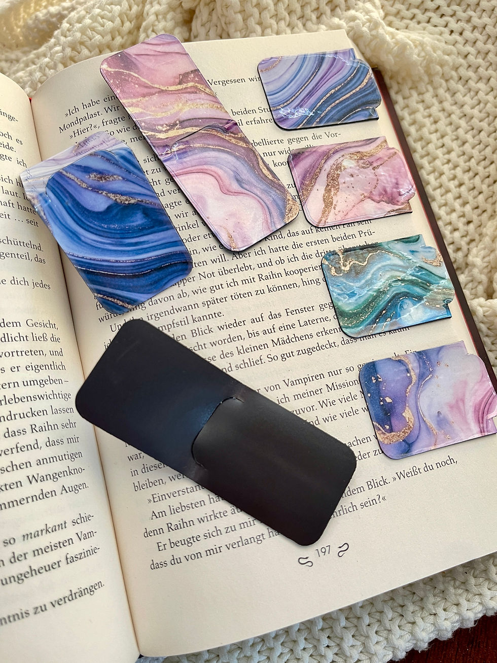 Miniaturbild: Lesezeichen magnetisch, Fluid Art Rosa-Violett-Gold