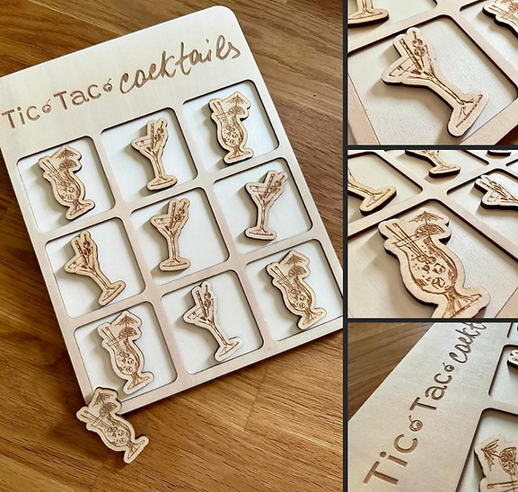 Legespiel mit Spielsteinen Lasergravur Cocktailgläser