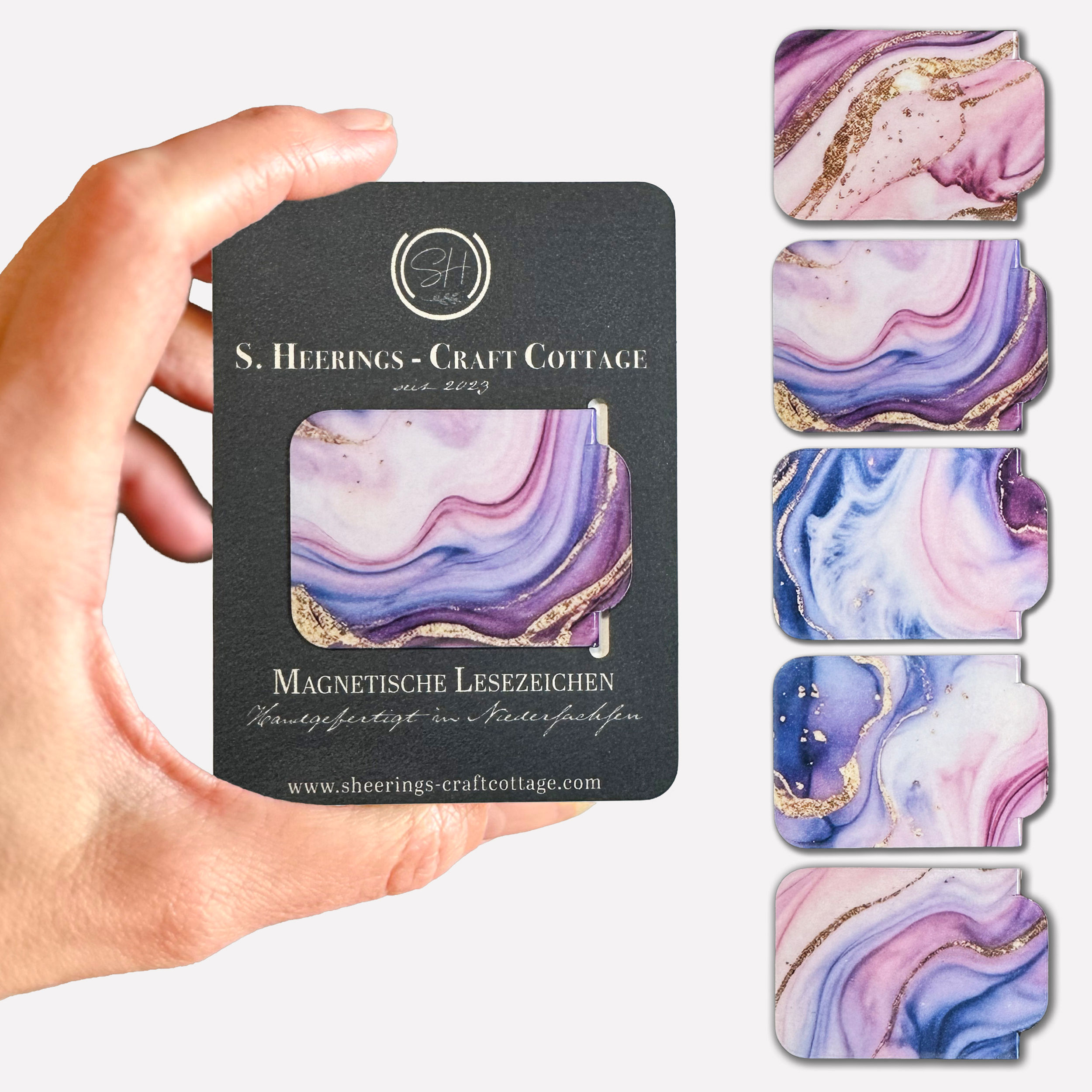 Lesezeichen magnetisch, Fluid Art Rosa-Violett-Gold