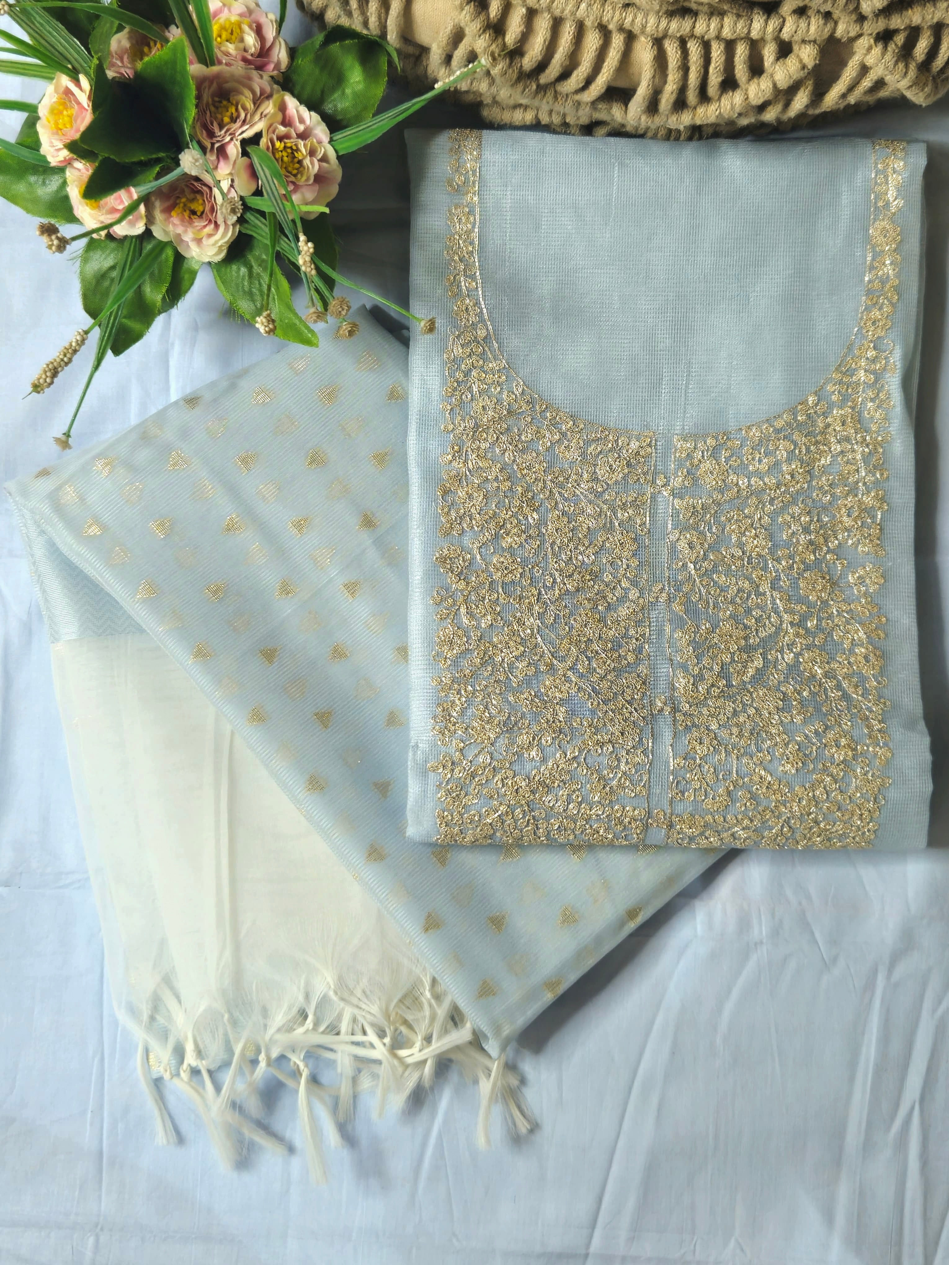 Grey Supernet Doria Unstitched Suit