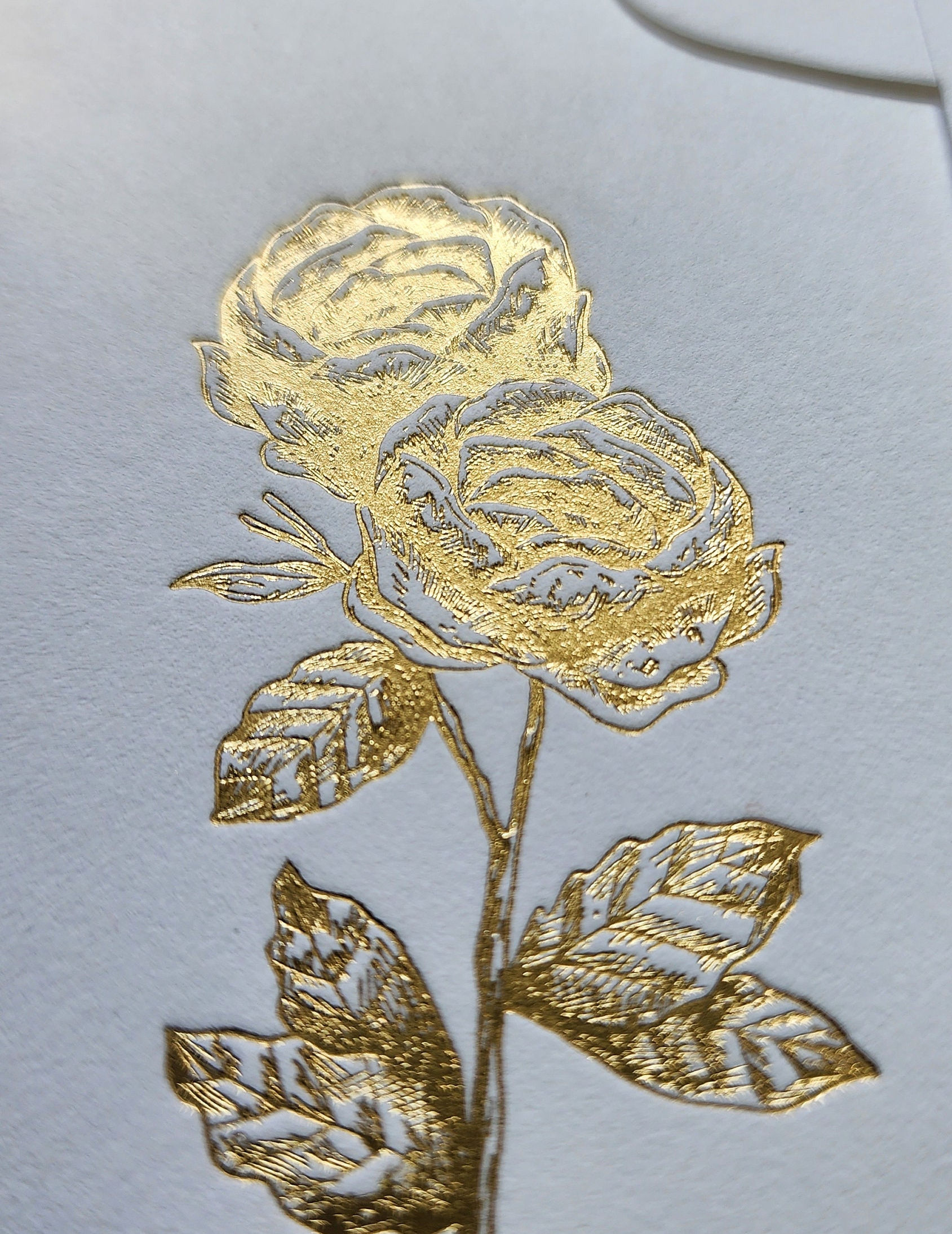 Gold Rose Folded Card Set | Letterpress Foil Stamped Spring Writing Cards