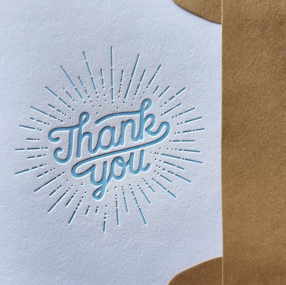 Thumbnail: Thank You Starburst Folded Card Set | Letterpress Gratitude Writing Cards