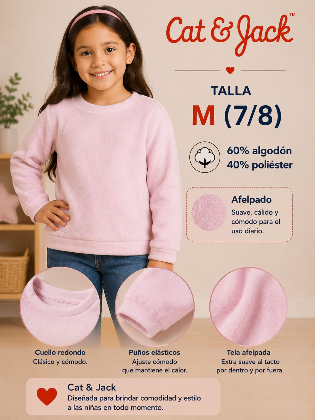 Sudadera Afelpada para Niña Cat & Jack