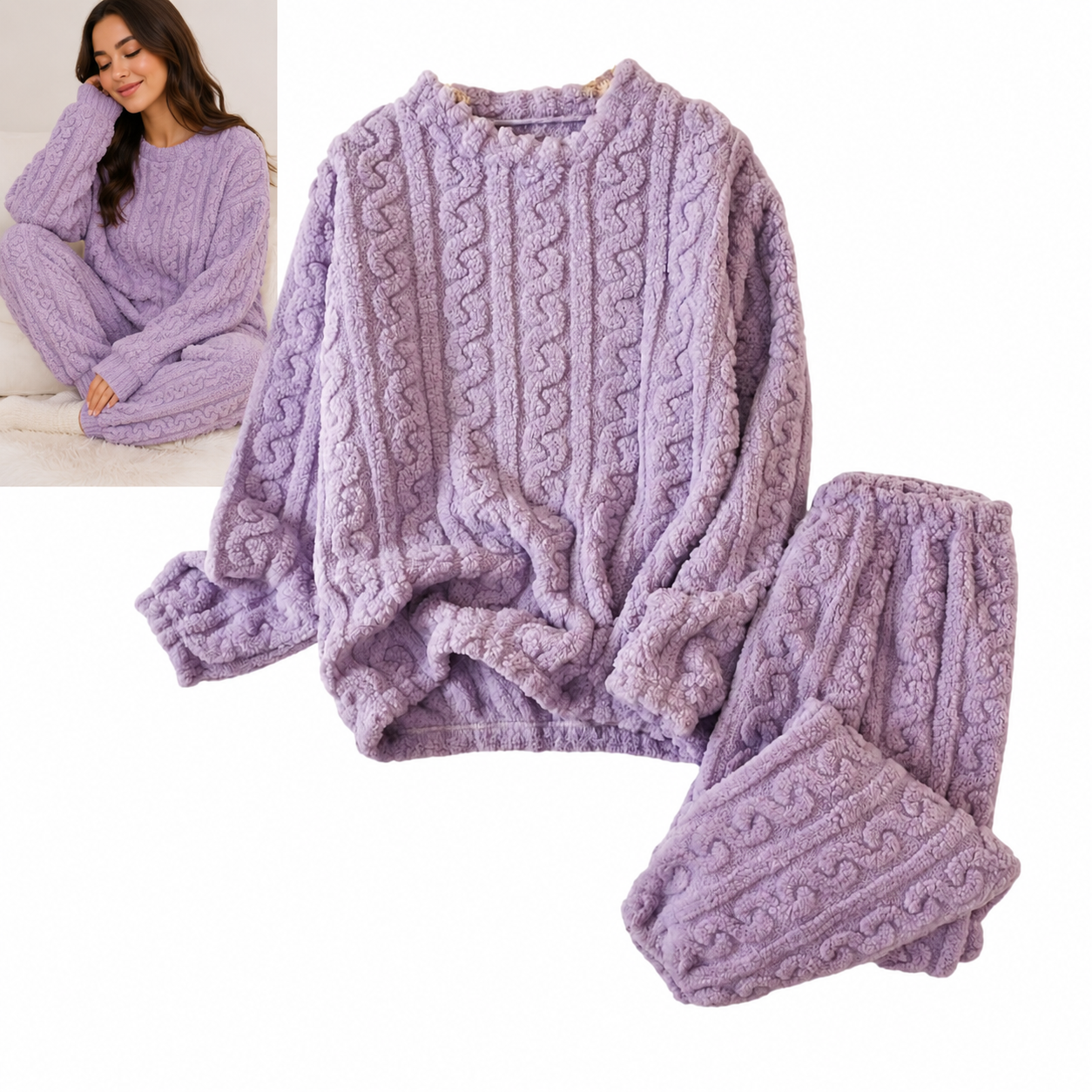 Pijama polar trenzada