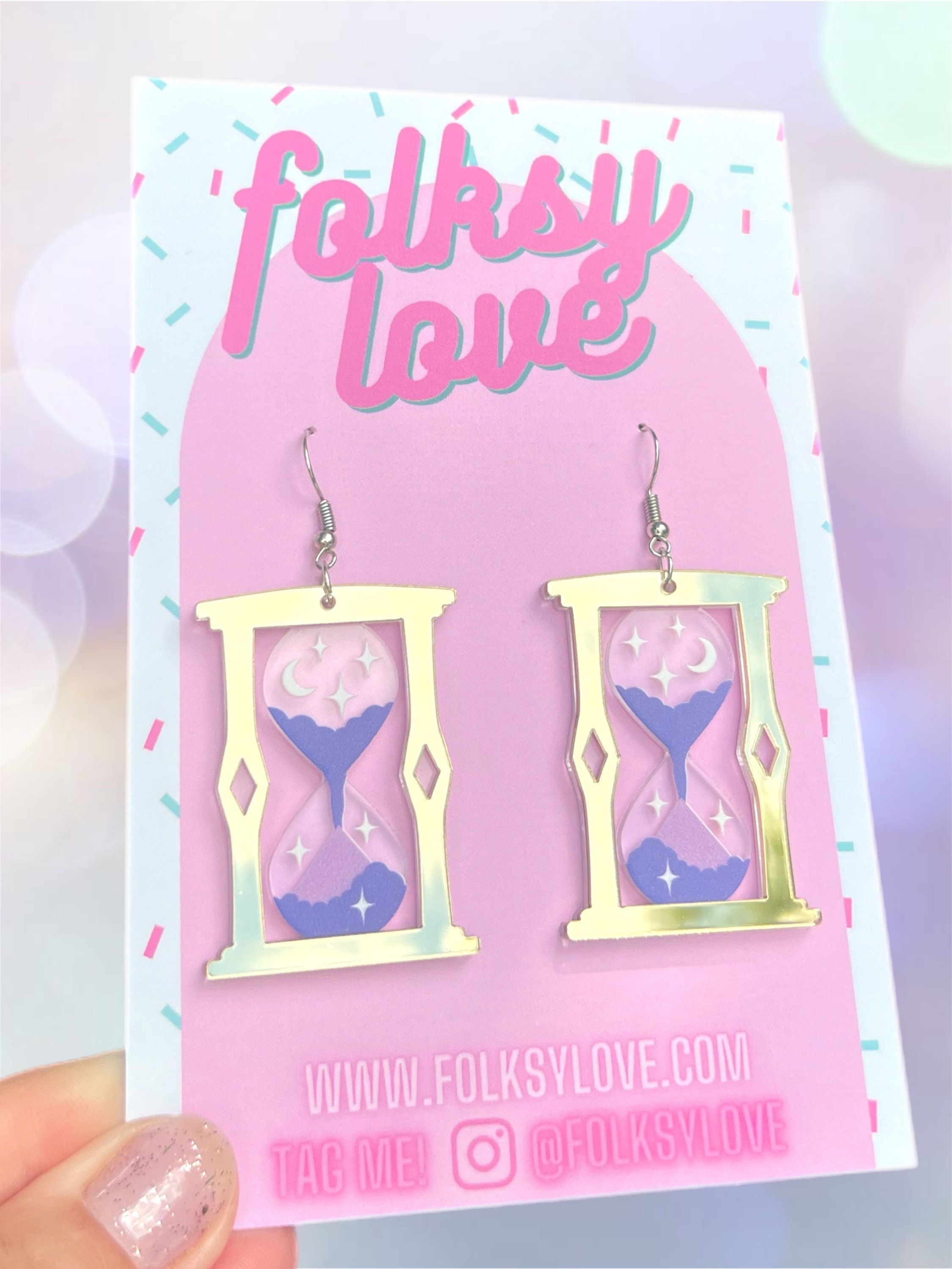 Celestial hourglasses acrylic earrings 
