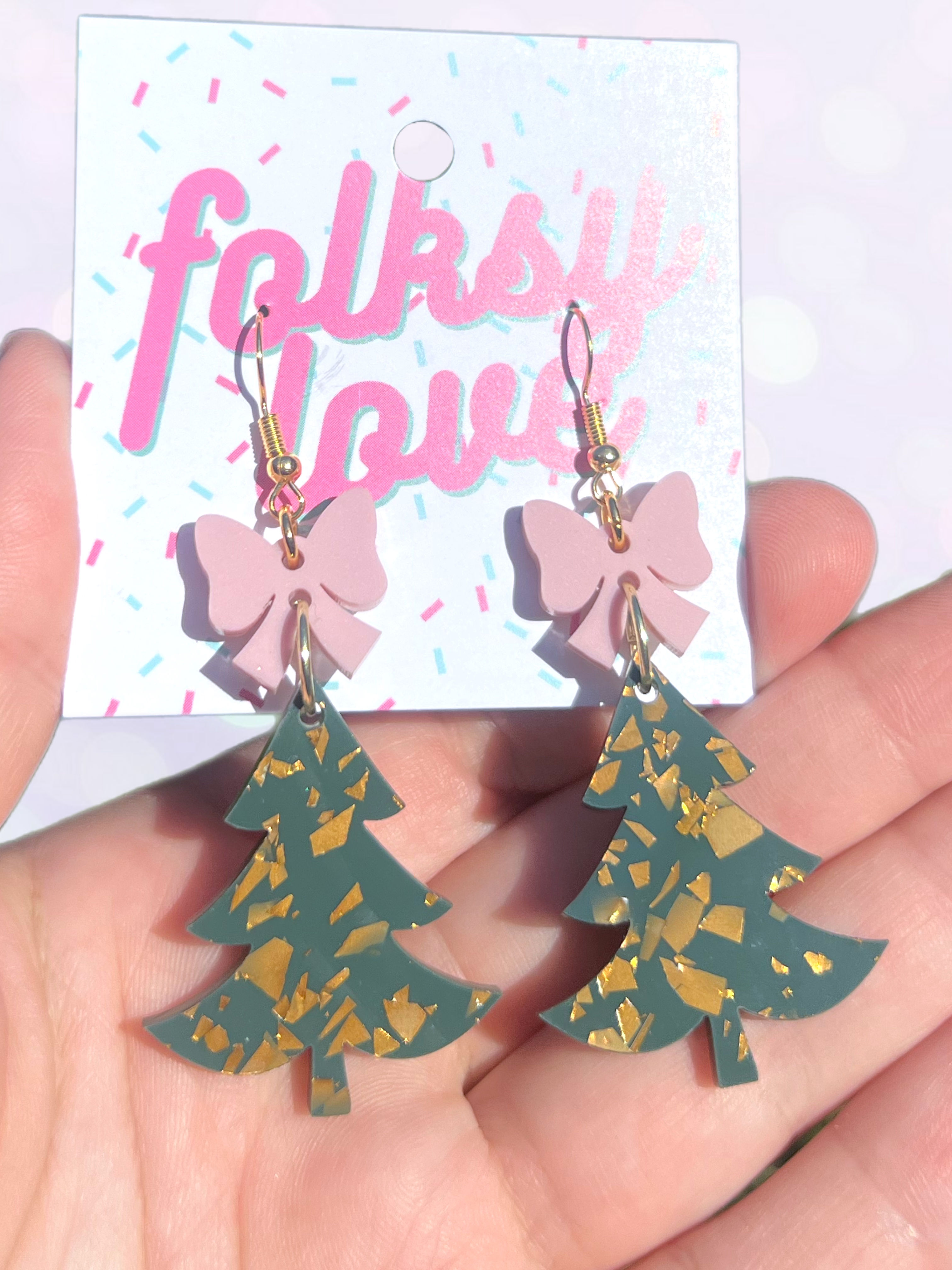 Confetti trees acrylic earrings 