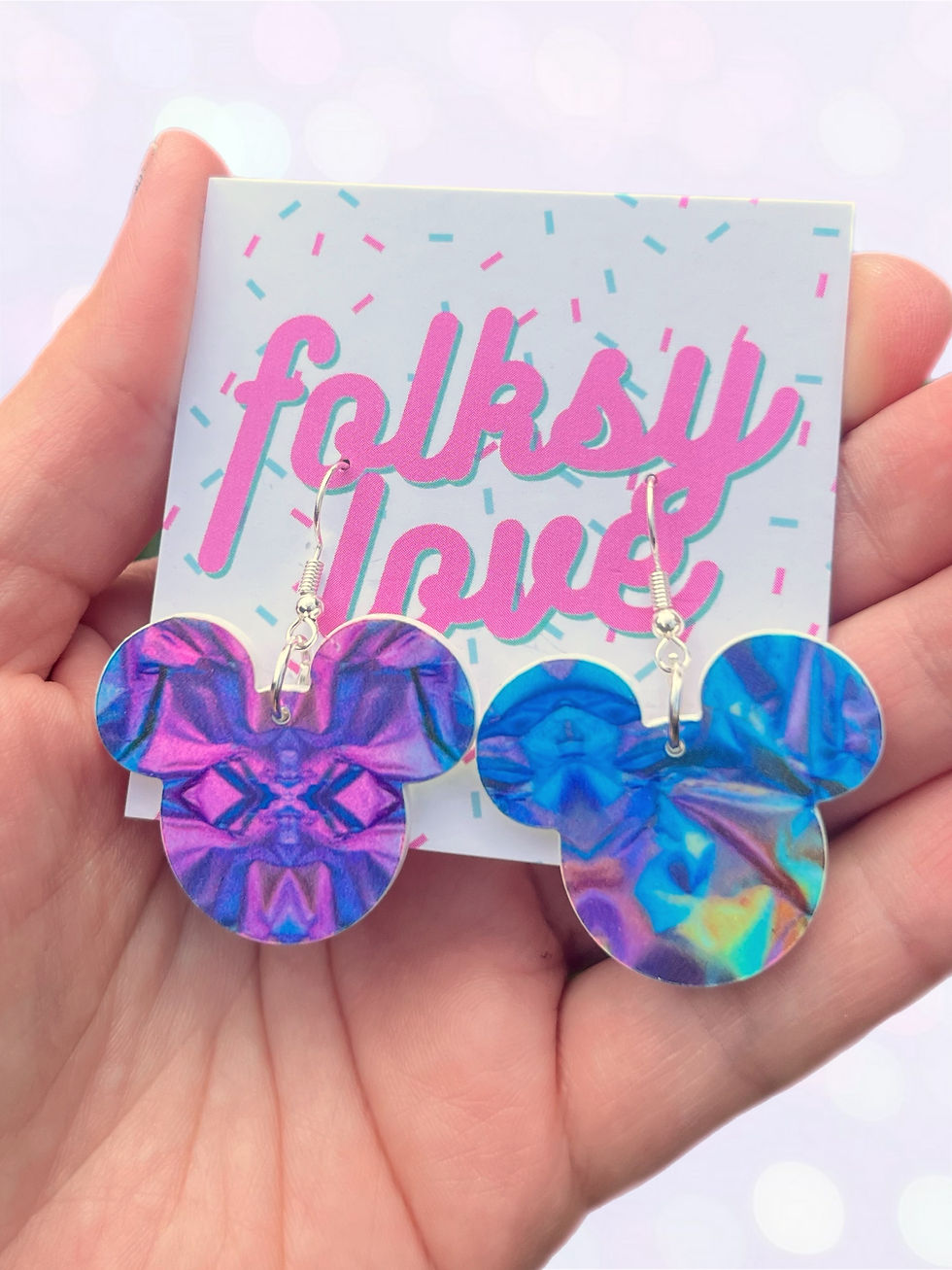 Thumbnail: Choice of patterned mouse acrylic earrings 