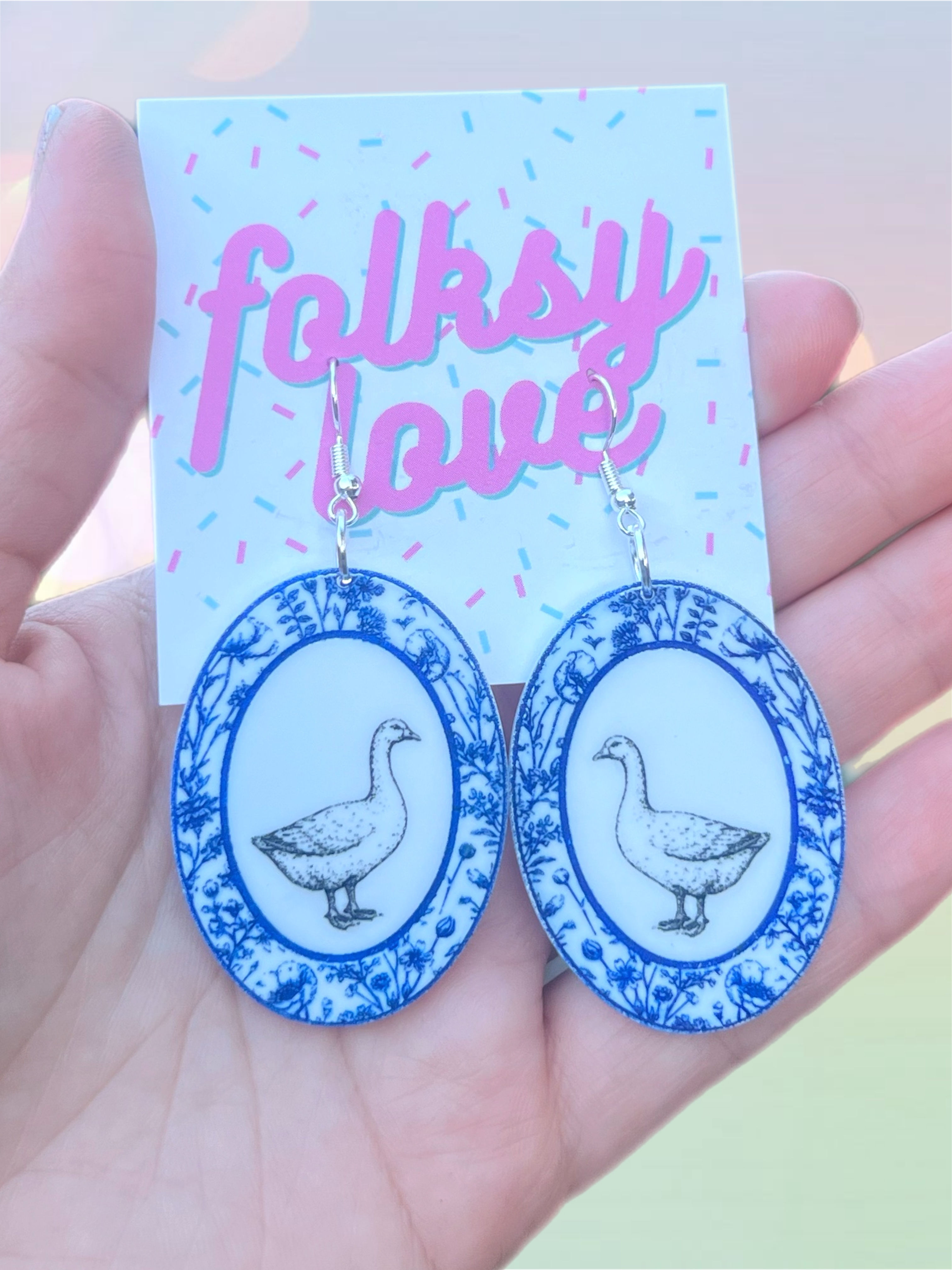 The Goose vintage plate series acrylic earrings 