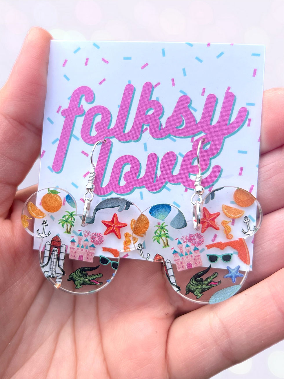 Thumbnail: Choice of patterned mouse acrylic earrings 