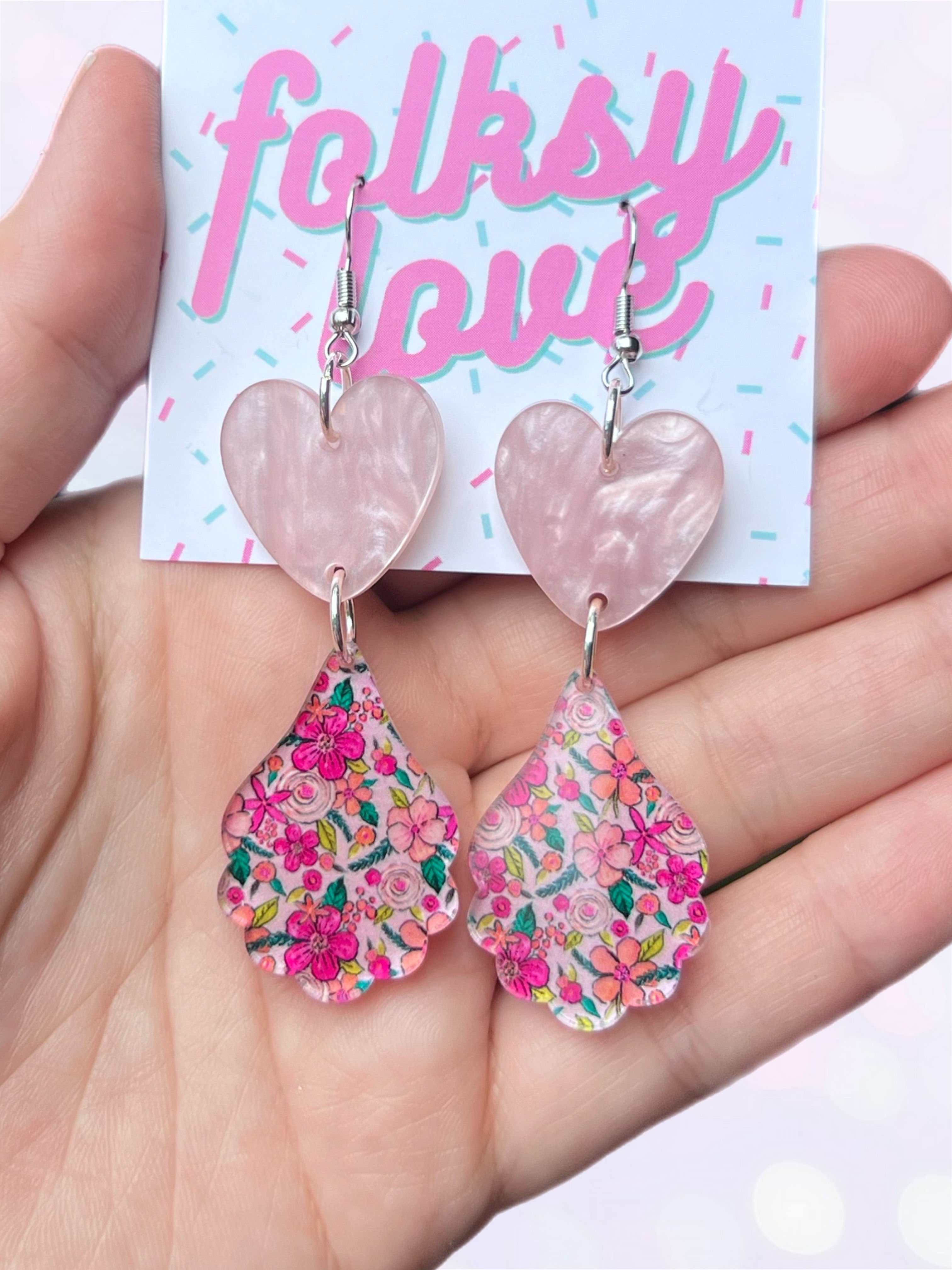 Floral stack acrylic earrings 